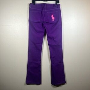 Ralph Lauren Purple Denim Jeans Pink Embroidered Logo Size 30